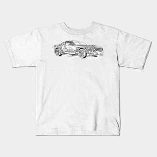 Mustang Drift Wireframe Kids T-Shirt